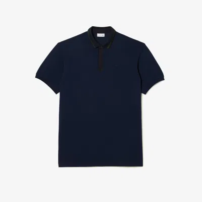 Lacoste Striped Piqué Collar Polo - Plus Size - Tall - 5xl Tall In Blue