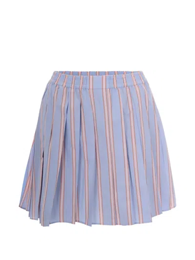 Lacoste Striped Pleated Skirt In Blue