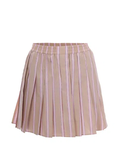 Lacoste Striped Pleated Skirt In Pink