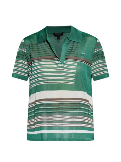 Lacoste Striped Polo Shirt In Green