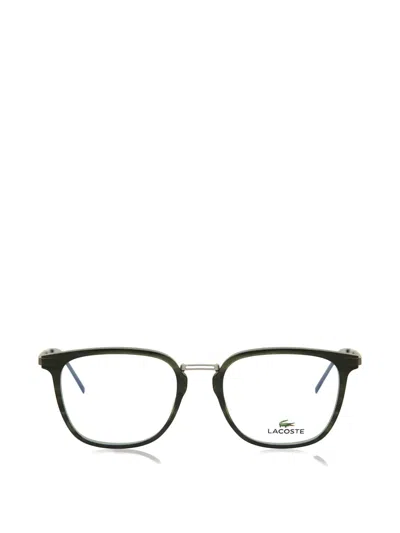 Lacoste Striped Rectangle-frame Glasses In Black