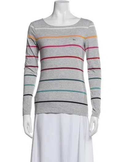 Pre-owned Lacoste Striped Scoop Neck Top In Multicolor
