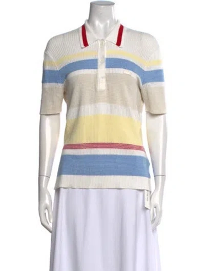 Pre-owned Lacoste Striped Short Sleeve Polo In Multicolor