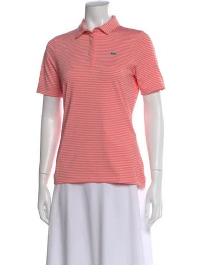 Pre-owned Lacoste Striped Short Sleeve Polo In Pink