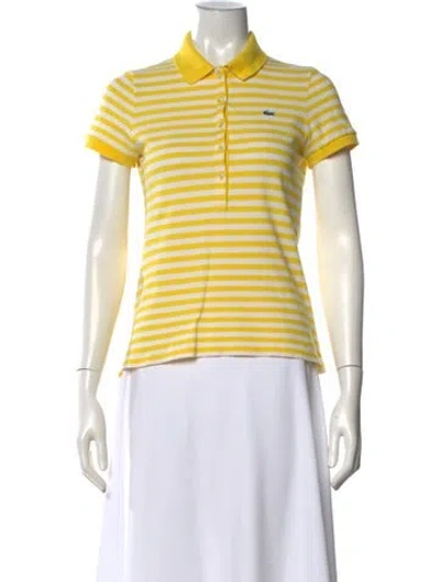 Pre-owned Lacoste Striped Short Sleeve Polo In Yellow