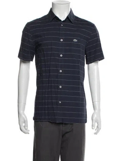 Pre-owned Lacoste Striped Short Sleeve Shirt In Blue