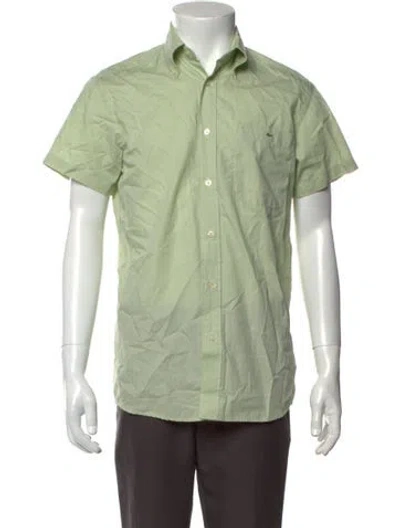 Pre-owned Lacoste Striped Short Sleeve Shirt In Green