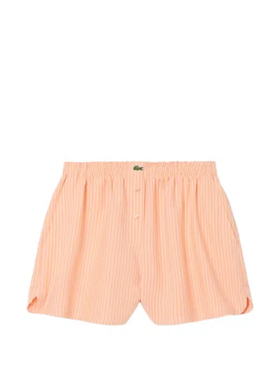 Lacoste Striped Shorts In Orange