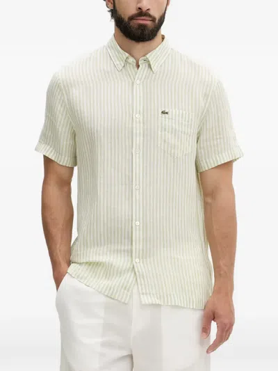 Lacoste Striped Short-sleeve Shirt In White