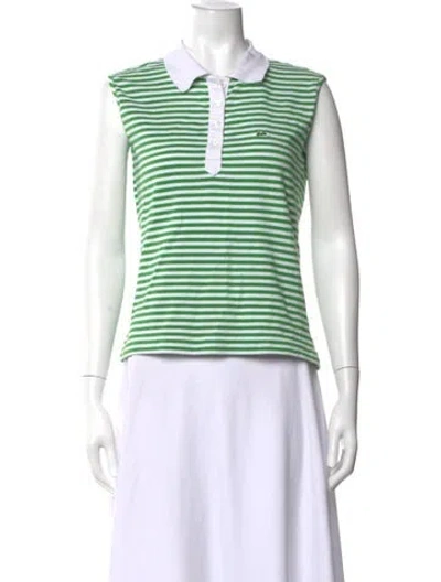 Pre-owned Lacoste Striped Sleeveless Polo In Green