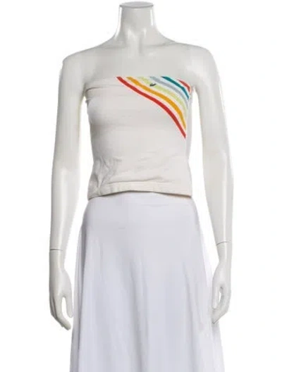 Pre-owned Lacoste Striped Strapless Crop Top In Multicolor