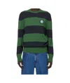 Lacoste Striped Sweater In Green