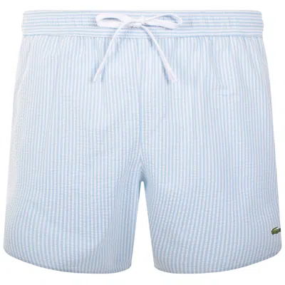 Lacoste Striped Swim Shorts Blue And White