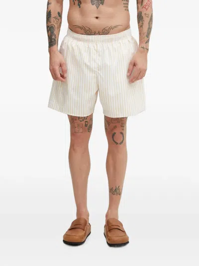 Lacoste Striped Swim Shorts In Neutral