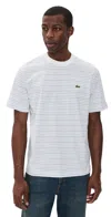 Lacoste Essentials Stripe Cotton T-shirt In White