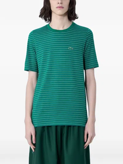 Lacoste Striped T-shirt In Green