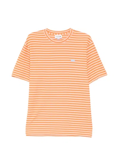 Lacoste Striped T-shirt In Orange