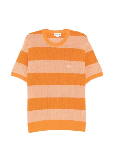 Lacoste Striped T-shirt In Orange