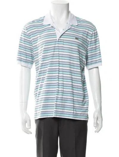 Pre-owned Lacoste Striped V-neck Polo Shirt In Blue