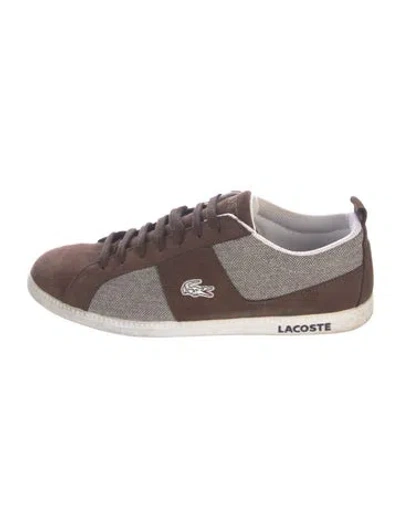 Pre-owned Lacoste Suede Colorblock Pattern Sneakers In Brown