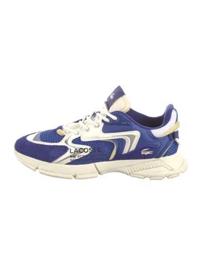 Pre-owned Lacoste Suede Graphic Print Athletic Sneakers In Blue