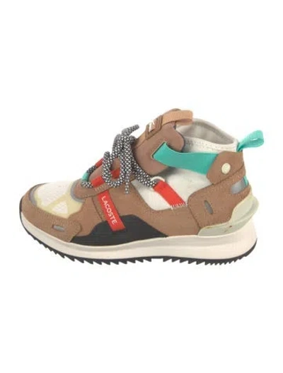Pre-owned Lacoste Suede Graphic Print Sneakers In Neutrals