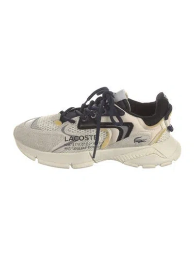 Pre-owned Lacoste Suede Graphic Print Sneakers In Neutrals/white
