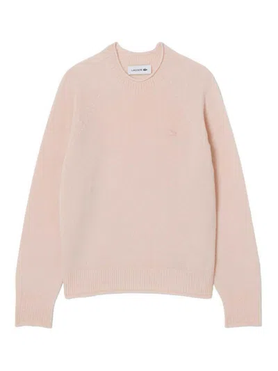 Lacoste 3d Knitted Crew-neck Sweater In Pink