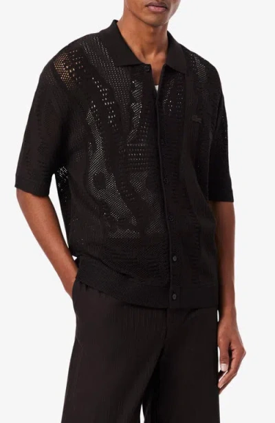 Lacoste Summer Pack Short Sleeve Cardigan In Black