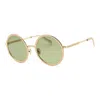 Lacoste Sunglasses Round Full Rim, Gold Frame And Green Lens L252srickyregal714 In Purple