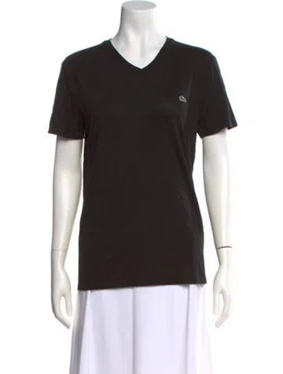 Pre-owned Lacoste Supima Cotton V-neck T-shirt In Black