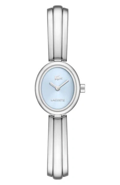 Lacoste Women's Quartz Suzanne Silver-tone Stainless Steel Bangle Bracelet Watch 18.5mm In Blue