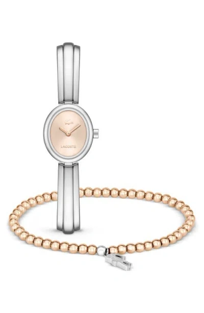 Lacoste Women's Quartz Gift Set Silver-tone Stainless Steel Bangle Bracelet Watch 18.5mm