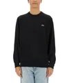Lacoste Mens Crew Neck Fleece Sweatshirt In Black