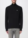 Lacoste Long-sleeve Fitted Pullover With Half-zip Closure In Black