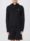 Lacoste Hoodie Jersey Long Sleeve Tee Shirt With Kangaroo Pocket In Schwarz