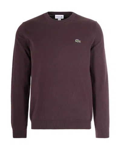 Lacoste Logo Crew-neck Sweater In Purple