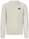 Lacoste Logo Sweatshirt With Ribbed Cuffs And Hem In White