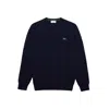 Lacoste Navy Organic Cotton Crew Neck Sweater In Blu Blu E Verdi