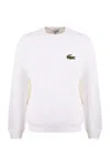 Lacoste Logo Sweatshirt With Ribbed Cuffs And Hem In White