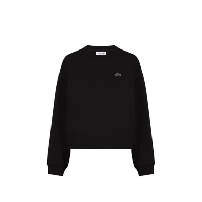 Lacoste Women's Oversized Cotton Sweatshirt - 34 In Black