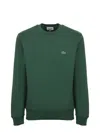 Lacoste Green Brushed Cotton Sweatshirt In Green