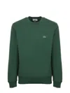 Lacoste Green Brushed Cotton Sweatshirt In Green