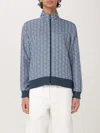 Lacoste Monogram Zip-up Sweatshirt In Blue