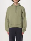Lacoste Loose Fit Cotton French Terry Hoodie In Kaki