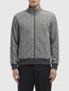 Lacoste Patterned Zip-up Sweatshirt In Gray