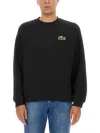 Lacoste Crocodile Badge Cotton Sweatshirt In Black