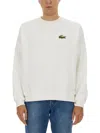 Lacoste Logo Sweatshirt With Ribbed Cuffs And Hem In White