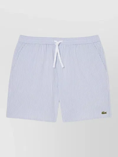 Lacoste Swim Shorts Striped Silk Nylon Pockets In Blue