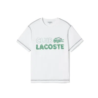 Lacoste 法国鳄鱼夏日活力系列时尚印花纯棉舒适短袖t恤男 In White